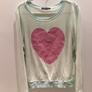 Wildfox Glitter Blue heart Pullover